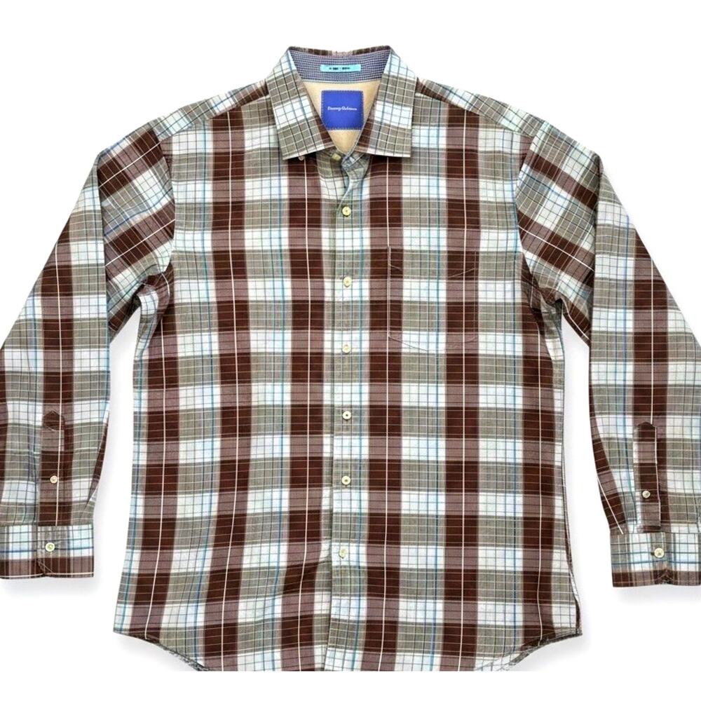Tommy Bahama Plaid Button Down Shirt Mens 2XL Classic Lightweight Preppy Casual